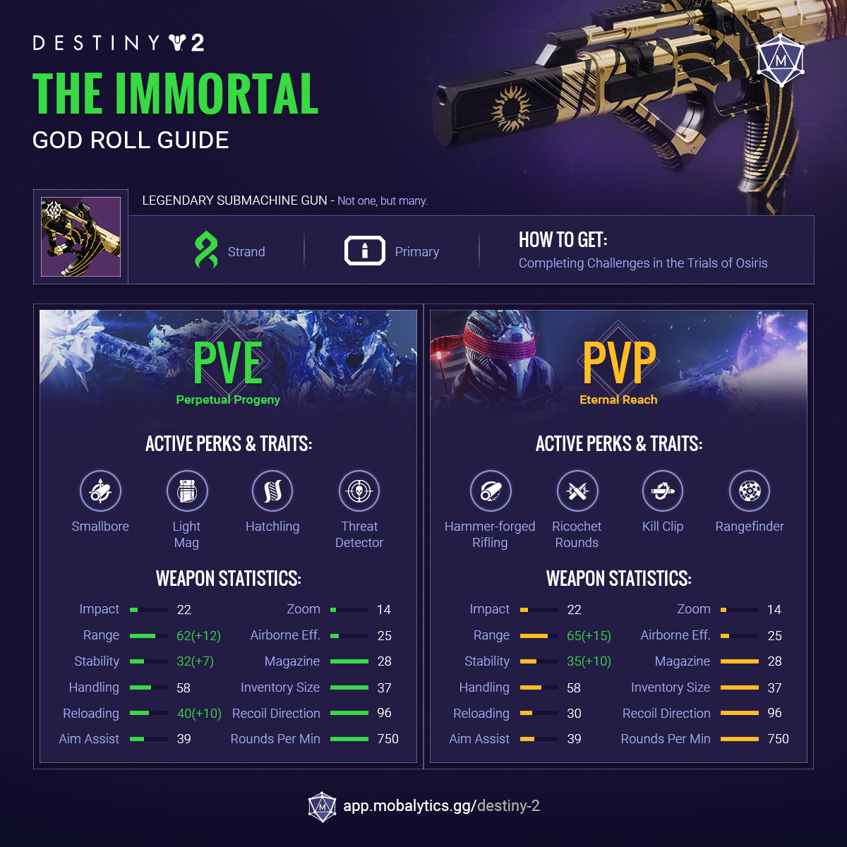 Destiny2 GodRoll The Immortal inforaphic